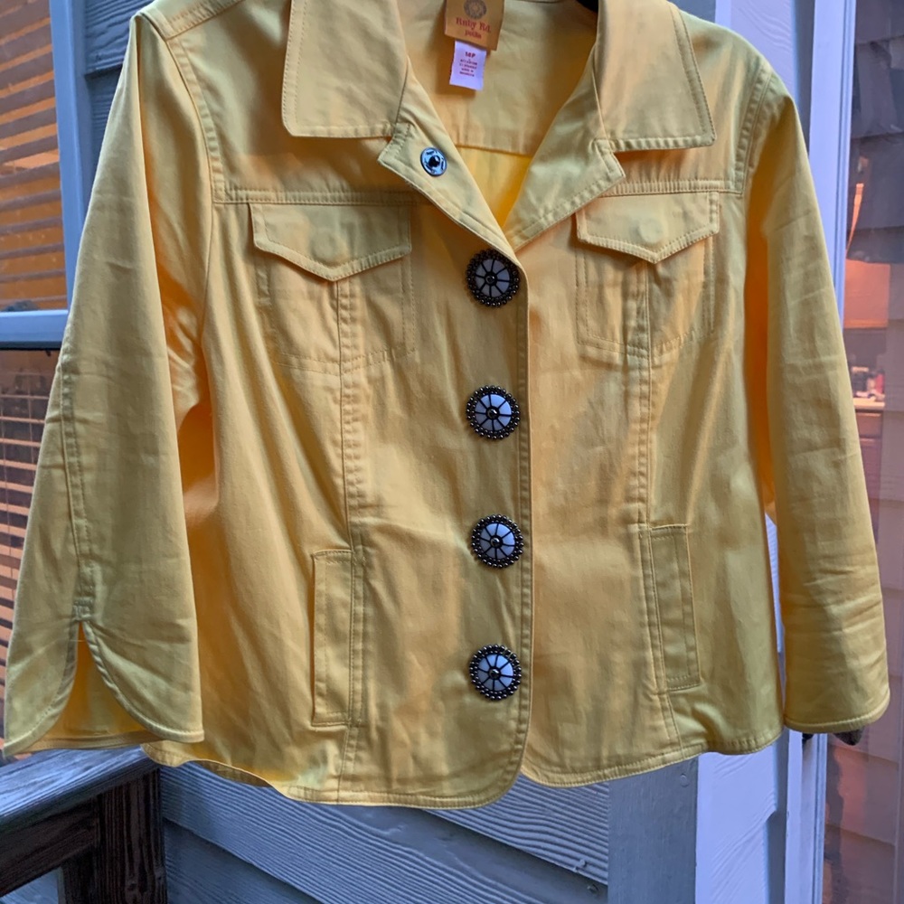 Ruby R 14P Yellow bead button jacket - Picture 3 of 15